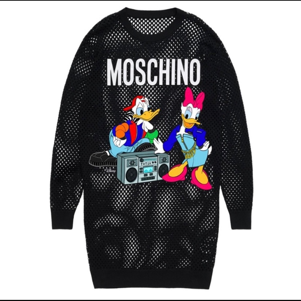 H&M X MOSCHINO Disney Black Mesh Knit Dress